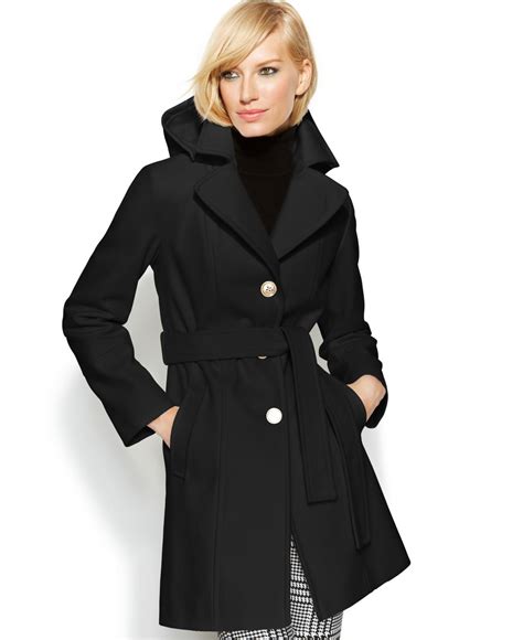 belted zip wool coat michael kors|Michael Kors wool blend.